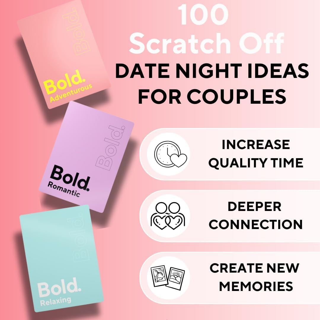 100 Scratch off Date Night Ideas Cards - Romantic Couple Gifts - Fun Date Ideas for Him/Her/Boyfriend/Girlfriend - Cool for Couples - Perfect Couples Birthday/Valentines Day Gift