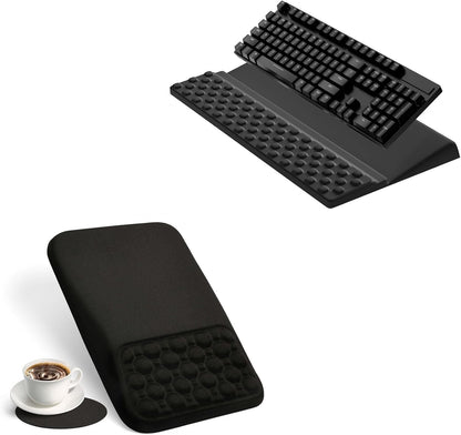 Keyboard Wrist Rest Pad with Ergonomic Mousepad Solid Black