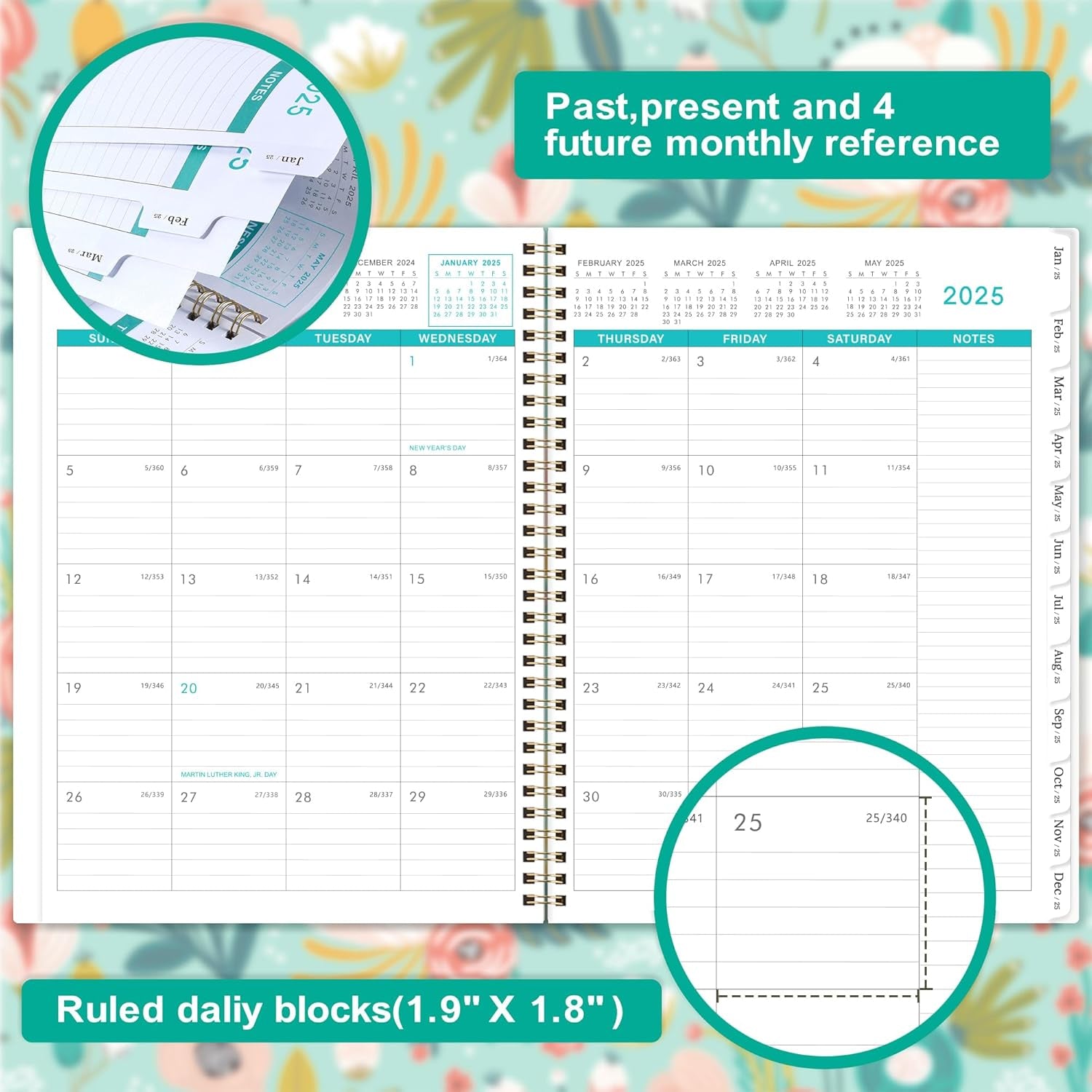 2025 Monthly Planner - Monthly Planner 2025 from Jan.2025 to Dec.2025, 2025 Planner 8.5" X 11", 12 Monthly Planner with Tabs, Inner Pocket