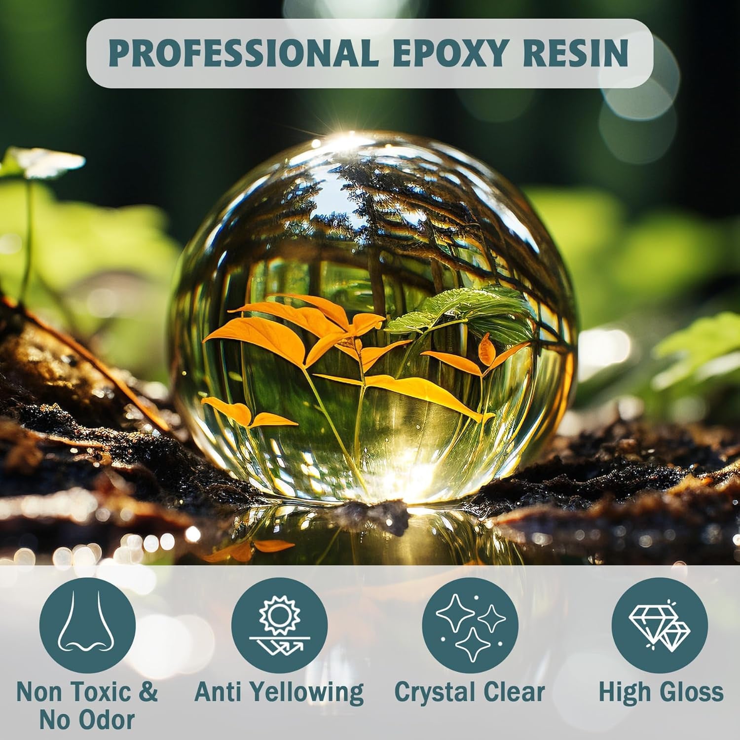 Epoxy Resin 32 OZ, Epoxy Resin Kit, Crystal Clear Resin Not Yellowing Resin Epoxy Kit Self-Leveling & Bubble-Free Resin for Beginner Coating Casting DIY Jewelry Making Art Crafts (16 OZ+16 OZ)