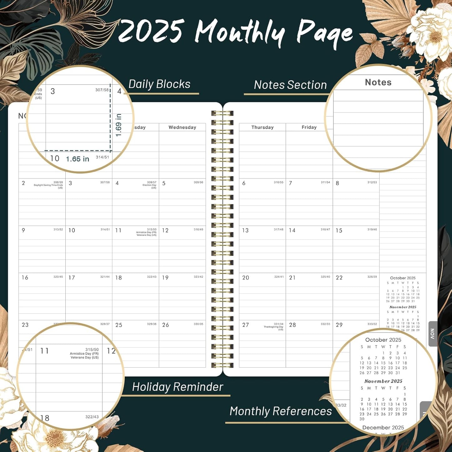 2025 Planner - 2025 Weekly & Monthly Planner, 8" X 10", JAN.2025 - DEC.2025, Calendar/Planner 2025 with Sturdy Cover, Premium Paper, Twin-Wire Binding, Print Tabs