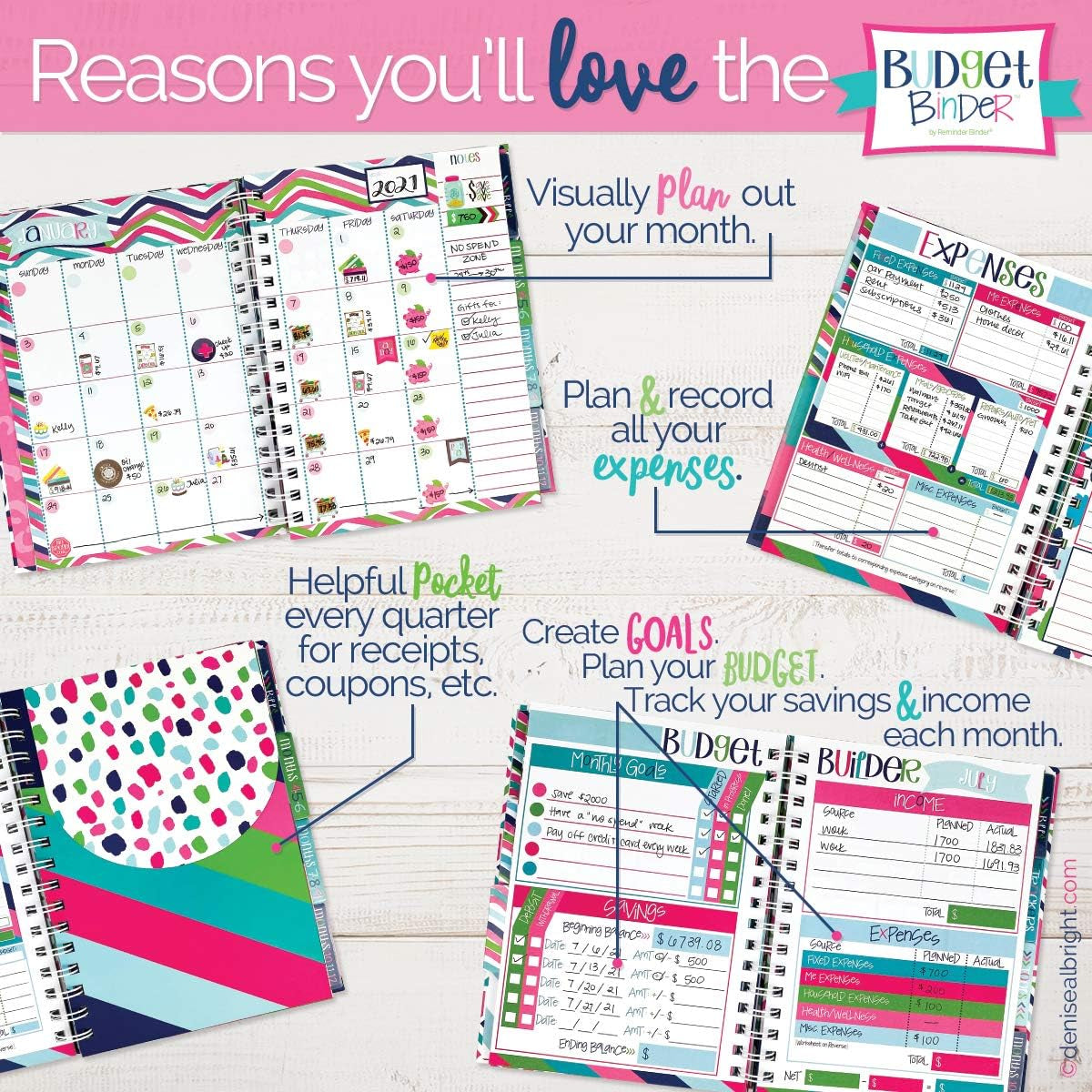 12-Month Budget Planner Bill Tracker Organizer W/Calendar & Pockets for Financial Management 354 Stickers | Budget Binder™