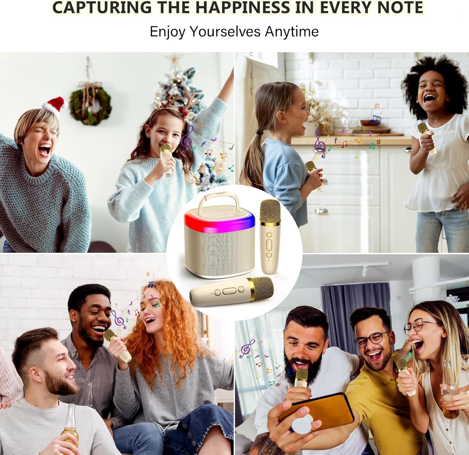 Mini Karaoke Machine for Kids: Portable Bluetooth Speaker with Wireless Microphone for Kids & Adults - Ideal Christmas Birthday Gift Music Toys for Girls Boys 4 5 6 7 8 9 10 11 12+ Years Old