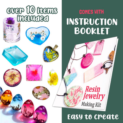 Resin Jewelry Making Starter Kit - Resin Kits for Beginners with Molds and Resin Jewelry Making Supplies - Silicone Casting Mold, Tools Set Clear Epoxy Resin for DIY Jewelry