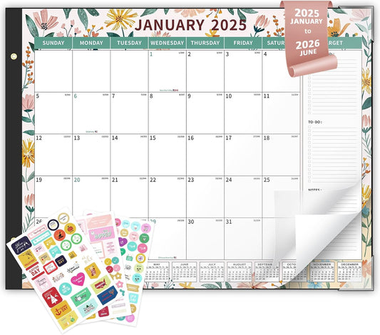 Desk Calendar 2025-2026 Large 22"X17" Monthly Planner Pad with Plastic Cover 18 Months Ditsy Floral