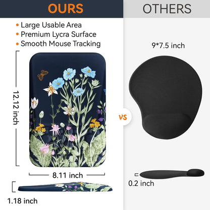 Mouse Pad with Wrist Rest Floral Ergonomic Comfortable Pain Relief Mousepad Wrist Support for Computer Office