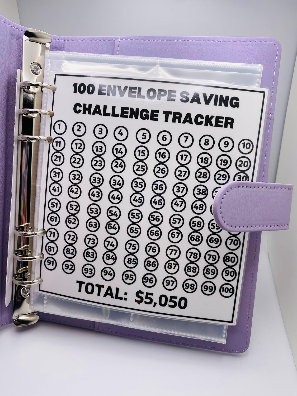 100 Envelope Challenge Binder, Easy and Fun Way to save $5,050, Budget Binder Savings Challenge Budget Book Binder with Cash Envelopes for Budgeting Planner & Saving Money (Black)