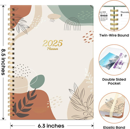 2025 Planner, Weekly and Monthly Planner, 12 Month (Jan 2025 - Dec 2025), Hardcover 2025 Calendar Planner Book with Monthly Tabs, Inner Pocket, Spiral Bound, Perfect for Office Home School Supplies - A5 (6.3" X 8.5"), Abstract