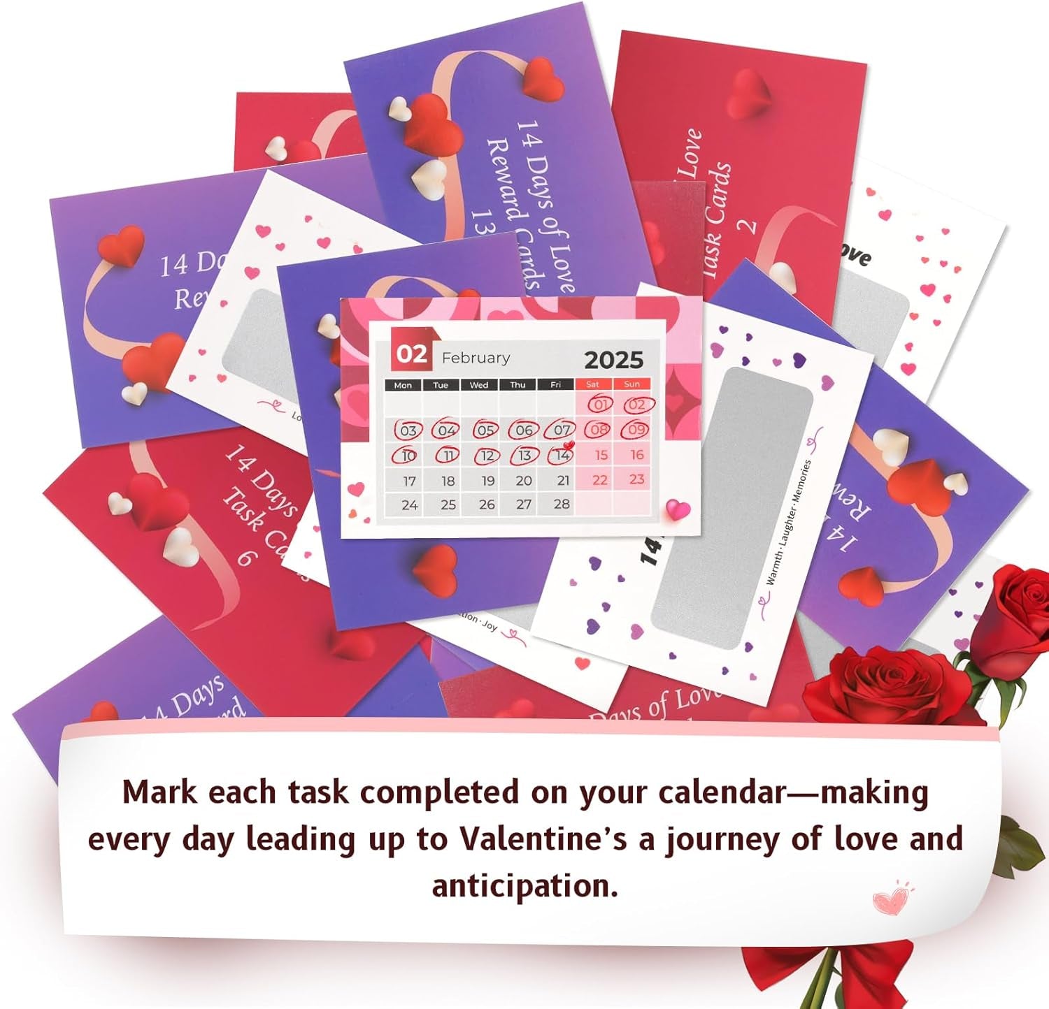 14 Days of Love – 2025 Valentine'S Day Advent Calendar: Scratch-Off Date Night Ideas & Valentine'S Gifts for Him, Her, Couples – Unique Card Games for Boyfriend, Girlfriend, Husband, Wife