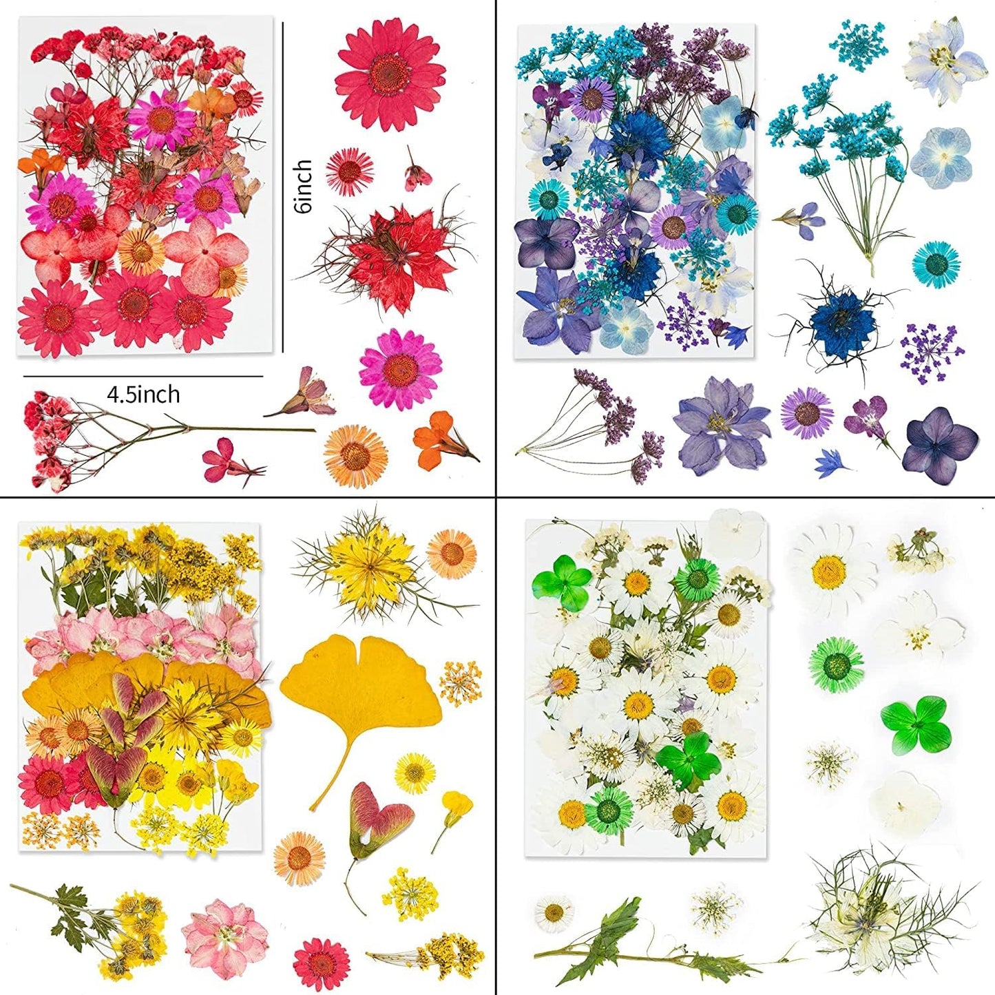 Dried Pressed Flowers, 170+ Pcs Mixed Dried Flowers for Resin, Bulk Natural Dry Floral Resin Fillers Decoration Accessories for DIY Crafts, Scrapbooking (Flower-1)