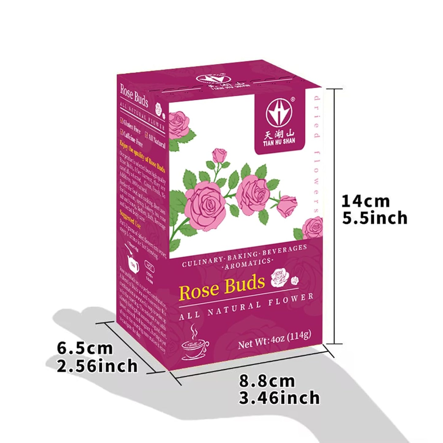 Rose Tea Loose Leaf, Primium Dried Rose Buds, Food Grade Rose, Rose Herbal Tea, Caffeine Free, 4 Ounce Pack of 1