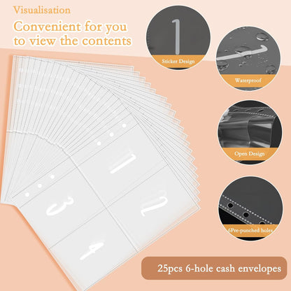 100 Envelopes Challenge Binder A5 Money Saving Binder, PU Leather Envelope Savings Challenge Book, Easy and Funny Way to save $500/$5,050 /$10,000, Budget Binder with Cash Envelopes-Black