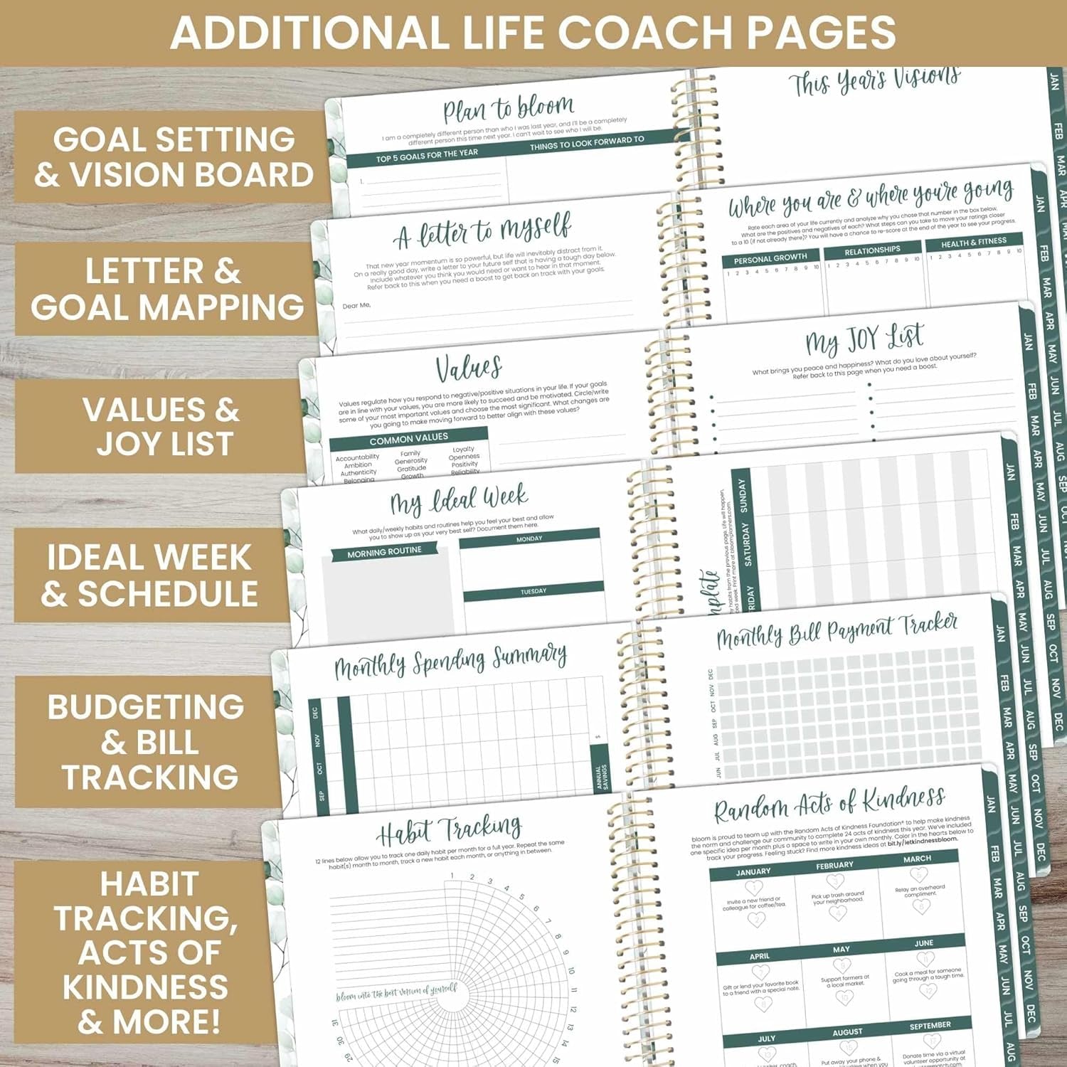 2025 (8.5" X 11") Calendar Year Day Planner (January 2025 - December 2025) - Weekly/Monthly Dated Agenda Organizer with Stickers & Tabs - Boho Greenery