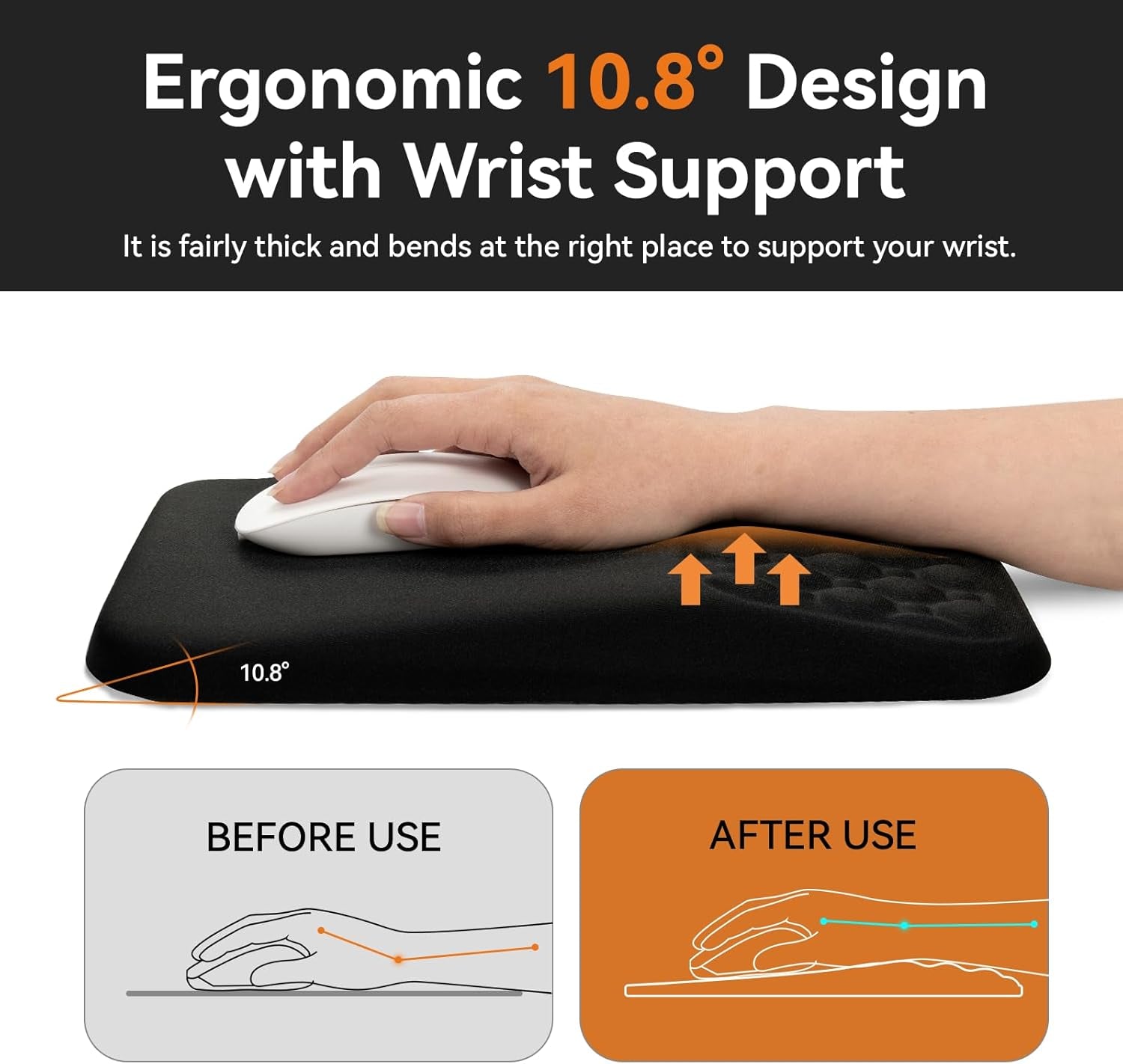 Keyboard Wrist Rest Pad with Ergonomic Mousepad Solid Black