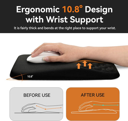 Keyboard Wrist Rest Pad with Ergonomic Mousepad Solid Black