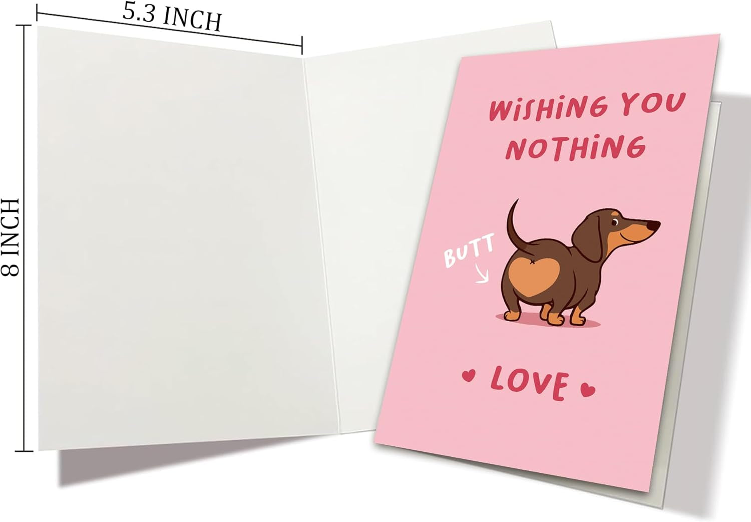 Cute Puppy Valentine'S Day Card for Doggo Lover, Funny Dachshund Dog Birthday Card for Him Her Friend, Dog Love Card, Wishing You Nothing Butt Love