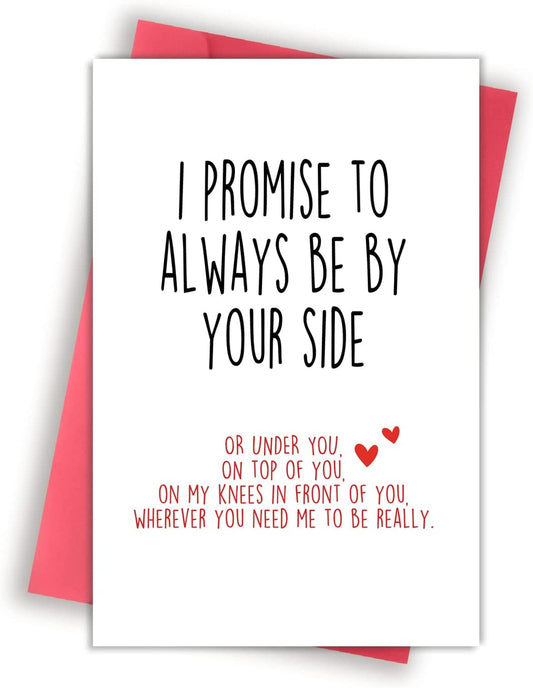 Funny Valentines Day Card with Envelope, Naughty Anniversary Birthday Card for Boyfriend Husband Fiance Girlfriend Wife Fiancee, I Promise to Always Be by Your Side…