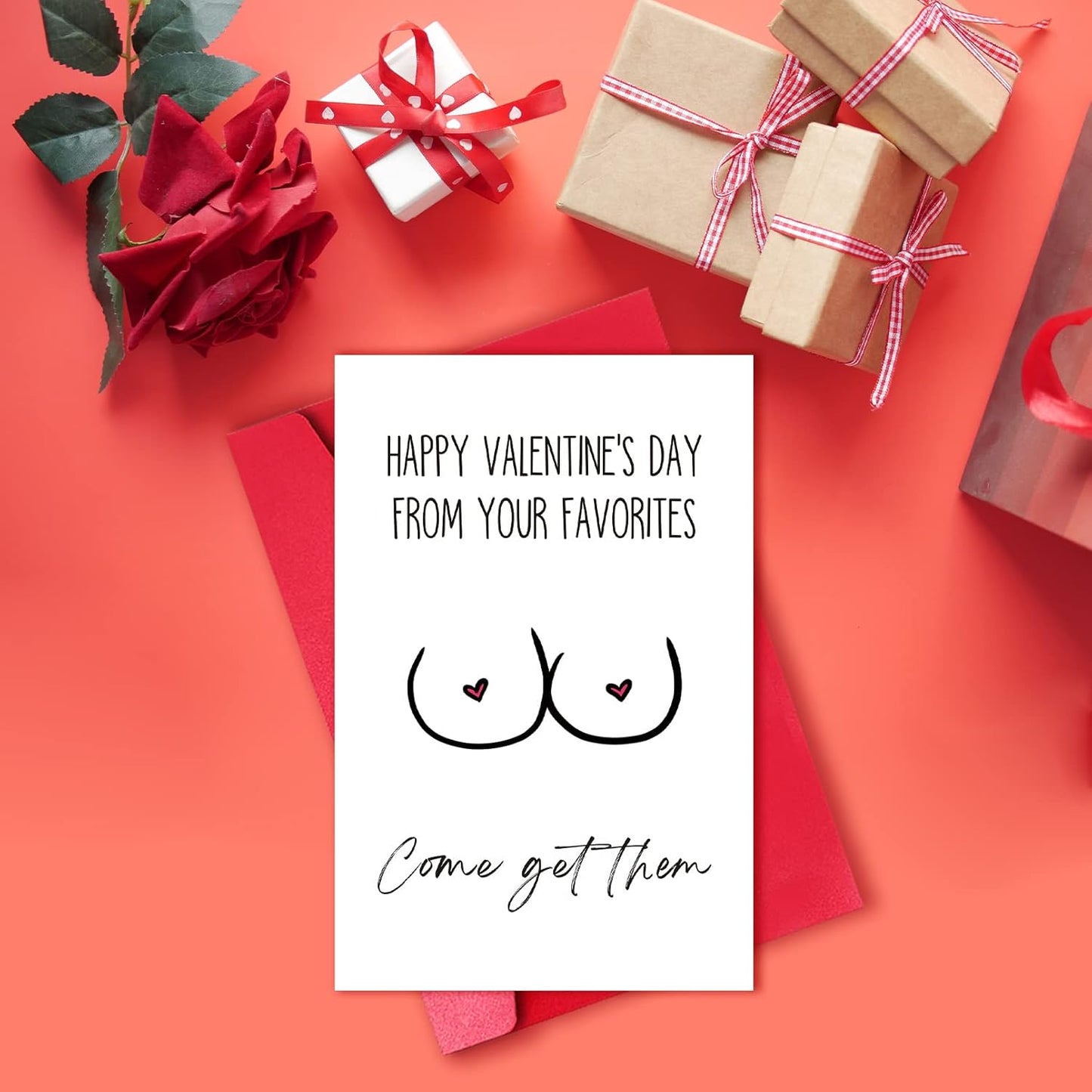 Boyfriend Valentines Day Card, Sexy Valentines Gift, Rude Valentines Card for Husband, Humorous V-Day Card from Wife Girlfriend (Come Get Them)