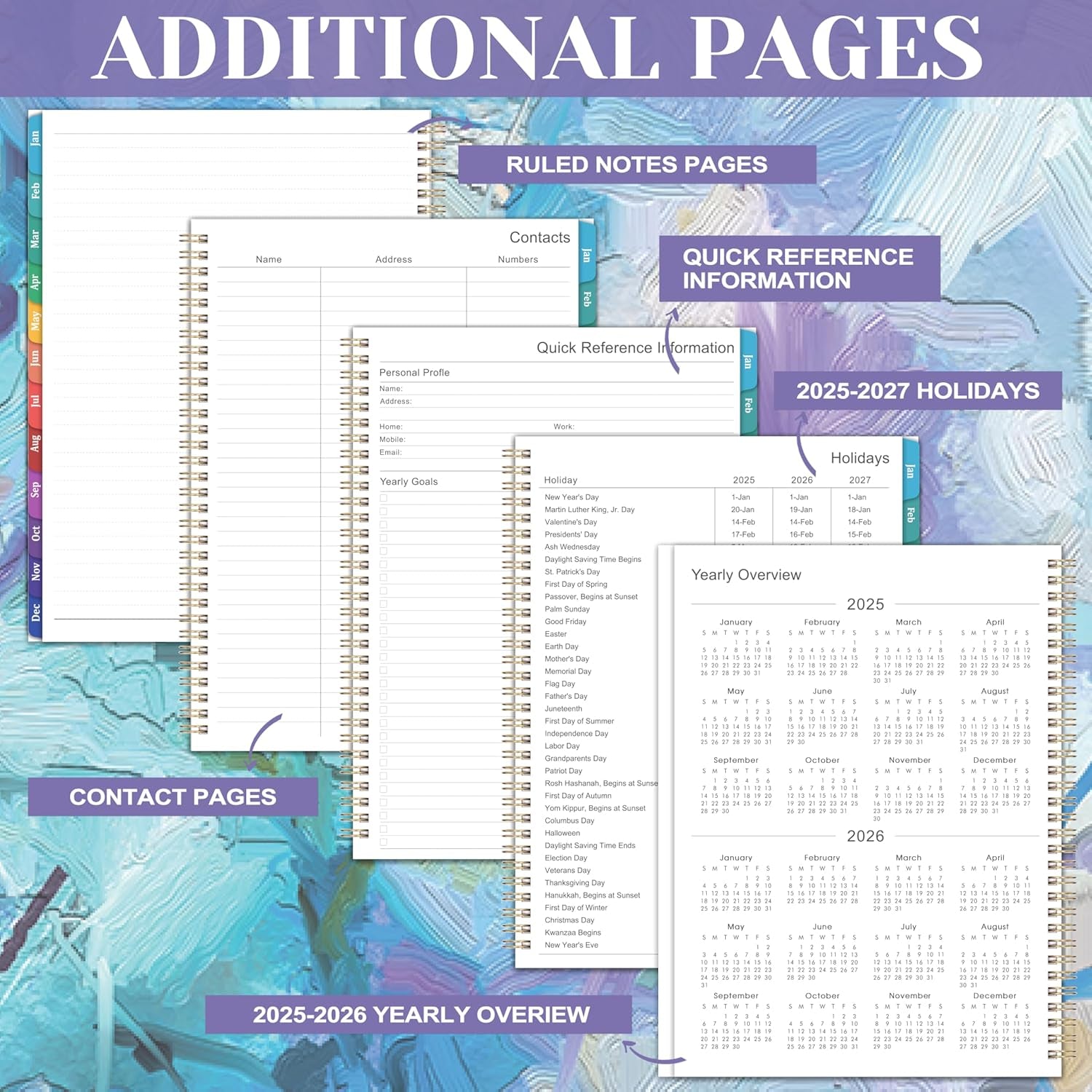 2025 Planner - 2025 Planner Weekly and Monthly, Planner 2025, 9" X 11", Jan 2025 - Dec 2025, Colorful Monthly Tabs, Twin-Wire Binding, Holidays, Back Pocket