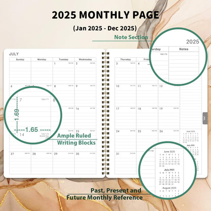 2025 Planner - Planner 2025, Jan 2025 - Dec 2025, 2025 Planner Weekly and Monthly, 8'' X 10'', Printed Monthly Tabs, Holidays, Twin-Wire Binding, Thick Paper, Check Boxes, Flexible Cover