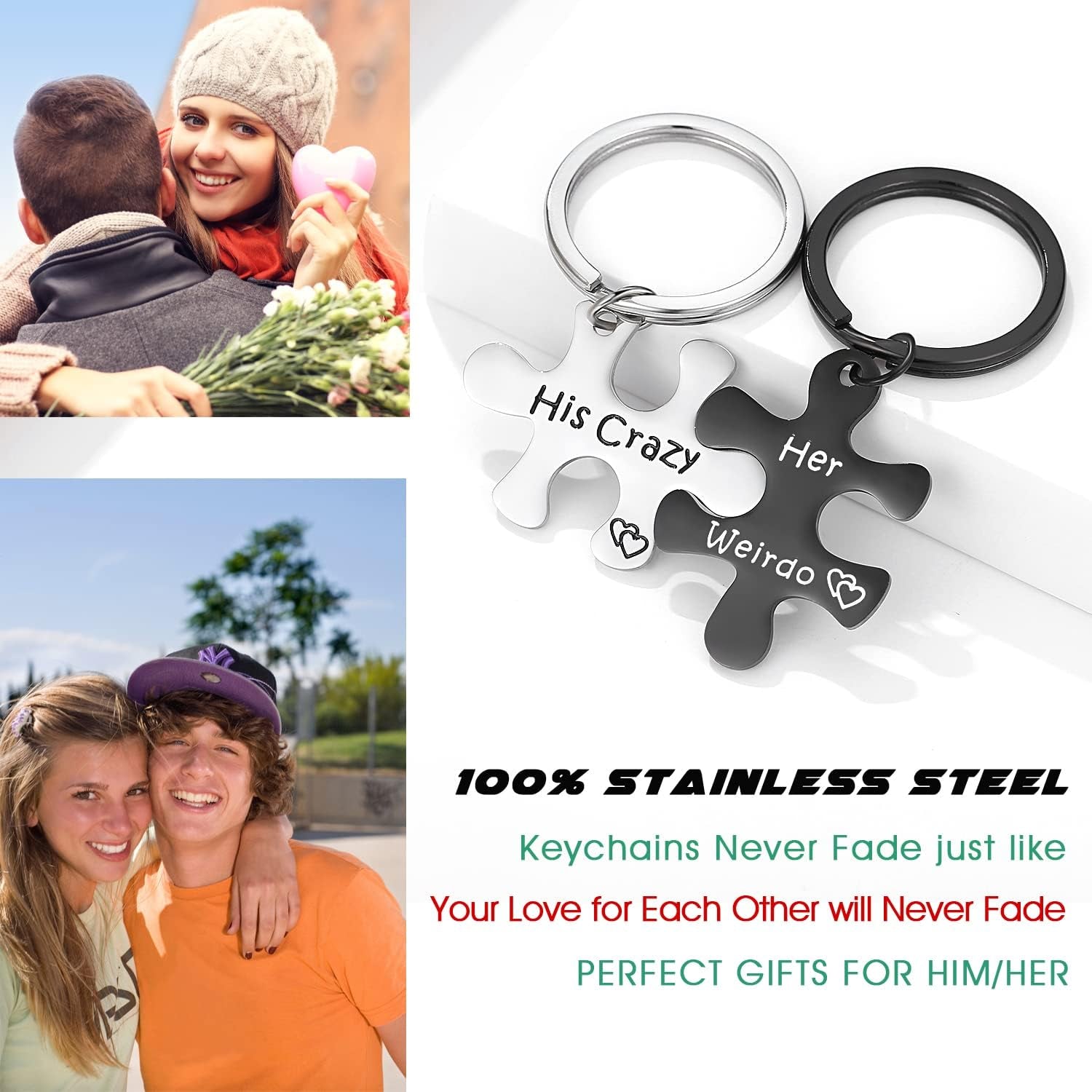 Valentines Day Gifts for Him Her Couples Gifts for Boyfriend Girlfriend Easter Stuffers Teenage Men Matching Keychains Jewelry Birthday Husband Wife Anniversary Fathers Day Christmas Stocking