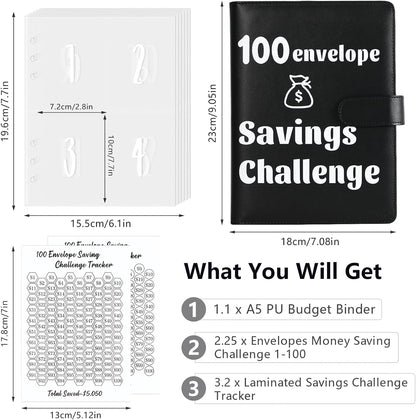 Money Saving Binder - 100 Envelopes Money Saving Challenge, Savings Book with Cash Envelopes Easy and Fun Way to save $5,050, 100 Envelope Challenge Binder for Budgeting Money Saving