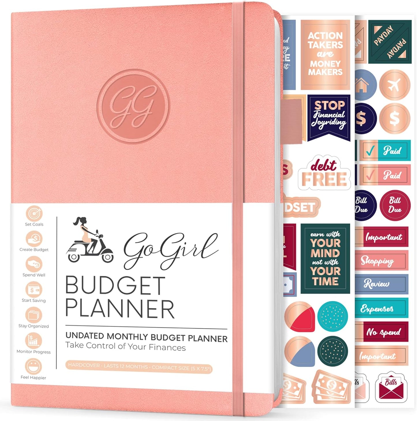 Budget Planner – Monthly Financial Planner Organizer Budget Book. Expense Tracker Notebook Journal to Control Money, Compact (Peach Pink)