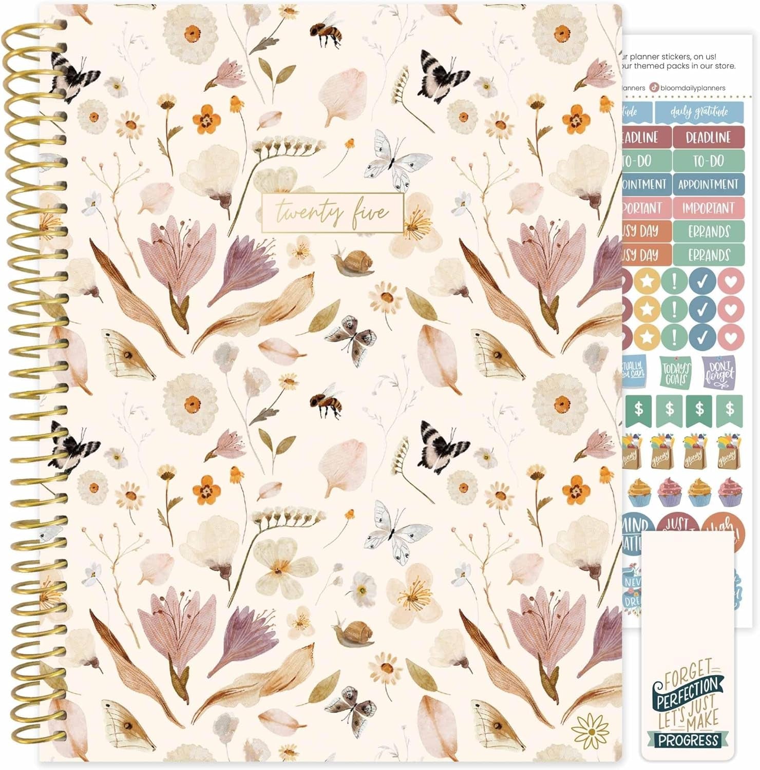 2025 (8.5" X 11") Calendar Year Day Planner (January 2025 - December 2025) - Weekly/Monthly Dated Agenda Organizer with Stickers & Tabs - Butterfly Garden