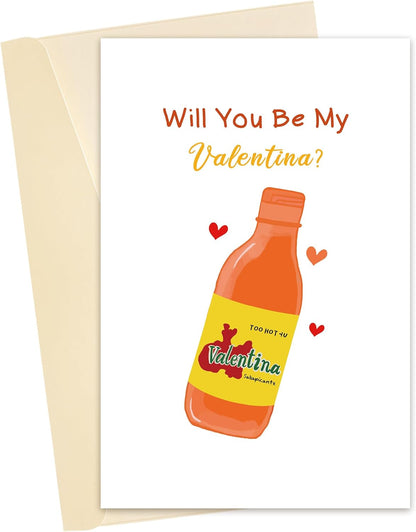 Will You Be My Valentina? Hot Sauce Inspired Valentine'S Day Card for Him Her, Cute Mexican Sauce Lover Q&A Greeting Card