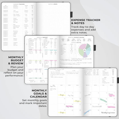 Budget Planner Pro - Financial Organizer + Cash Envelope Budget System. Monthly Finance Journal, Expense Tracker & Personal Account Book. Undated - Start Anytime. (7''X10'') – Black